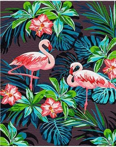 Картина по номерам Фламинго в цветах 40x50 см Цветной