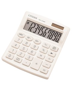 Калькулятор настольный SDC810NRWHE 10 разр двойное питание 127 105 21мм белый Citizen