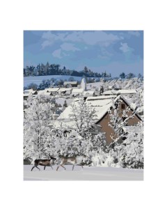Картина по номерам на картоне 40 x 50 см Деревня зимой Лори