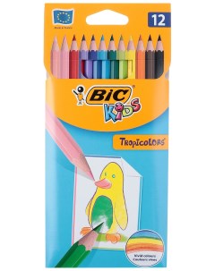 Карандаши 12 цветов BIC Kids Tropicolors пластиковые Cubicfun