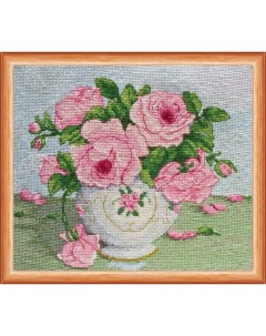 Набор для вышивания мулине АН 014 Розовые цветы 20 5х16 5 см Абрис арт