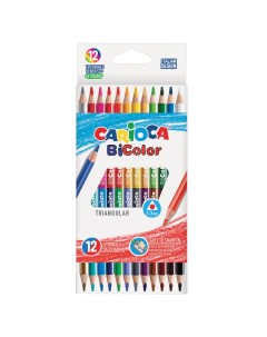 Карандаши двусторонние Bi color трехранные 12 штук 24 цвета Carioca