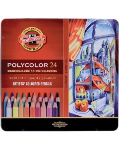 Набор карандашей цветных POLYCOLOR металлическая упаковка 24 цв Koh-i-noor