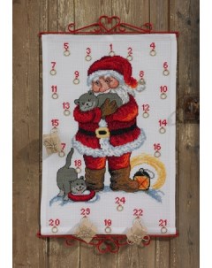 Набор для вышивания календаря Санта с котами арт 34 3265 Permin