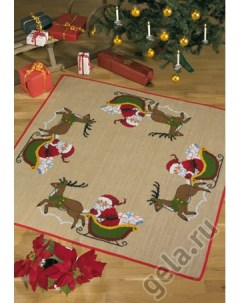 Набор для вышивания коврика под ёлку Санта в санях арт 45 1215 Permin