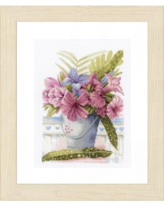 Набор для вышивания на хлопке Flowers in Bucket арт PN 0154326 Lanarte