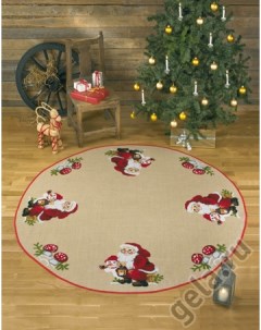 Набор для вышивания коврика под ёлку Санта и снеговик арт 45 1216 Permin