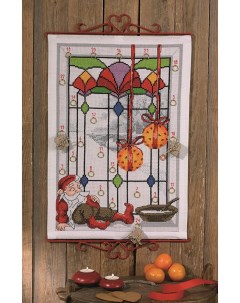 Набор для вышивания календаря Гном у окна арт 34 6614 Permin