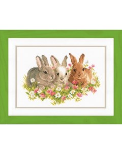 Набор для вышивания Кролики в цветочном поле арт PN 0143866 Vervaco