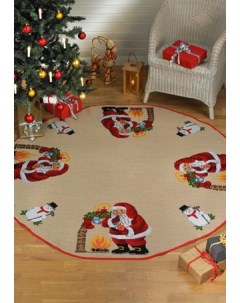 Набор для вышивания коврика под ёлку Санта Клаус у камина арт 45 3262 Permin