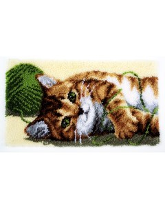 Набор для вышивания коврика Играющий котенок арт PN 0150219 Vervaco