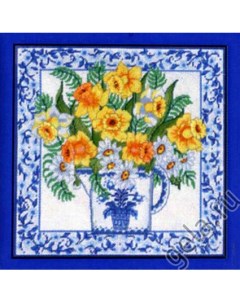 Набор для вышивания подушки Нарциссы и голубой фаянс арт 30949 Candamar designs