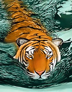 Алмазная мозаика Тигровые воды полная выкладка 48х38 см квадратные стразы Гранни
