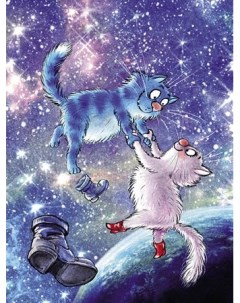 Картина по номерам ярких идей Коты в космосе ME1131 Цветной мир