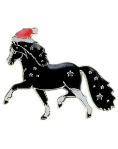 Значок Новогодняя лошадь черный 26х21мм Happyross