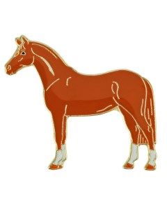 Значок Лошадь в белых носочках рыжий 27х24мм Happyross