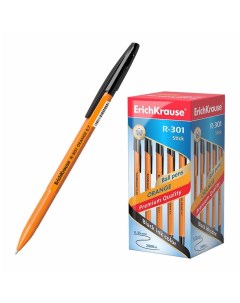 Ручка шариковая Erich Krause R 301 Orange Stick черная 0 7 мм Erich krause