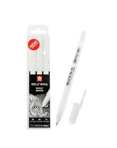 Ручка гелевая для декоративных работ набор 3 штуки Gelly Roll 0 3 0 4 0 5 мм бел Sakura