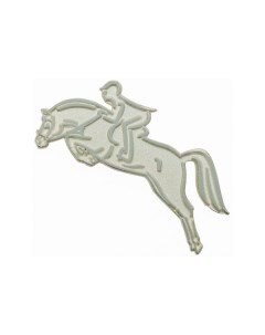Значок Прыжок лошади серебряный 33х22мм Happyross