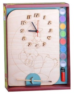 Набор для детского творчества Бемби Часы под роспись Мишутка с красками и кистью Нескучные игры