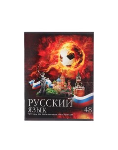 Тетрадь предметная Футбол 48 листов в линейку Русский язык обложка мелованный картон Calligrata