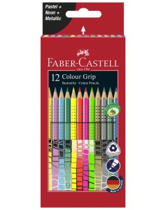 Набор карандашей цветных Faber Сastell Grip FC 201569 12 цв неон пастель металлик Faber-castell