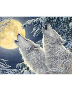 Алмазная мозаика Полнолуние и волки полная выкладка 40х50 см квадратные стразы Гранни