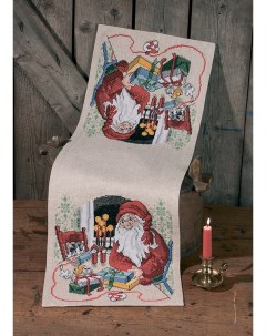 Набор для вышивания дорожки Санта Клаус и кот арт 75 0622 Permin