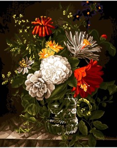 Набор для творчества Картина по номерам Цветы в граненой хрустальной вазе Лори