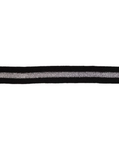 Лента лампасная уп 77 ярд с люрексом ш 20 мм черное серебро Дамское счастье