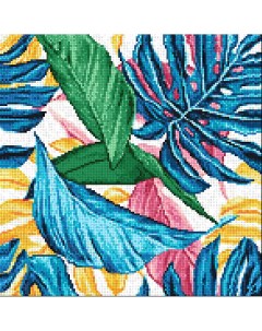 Алмазная мозаика Тропические листья полная выкладка 40х40 см квадратные стразы Гранни