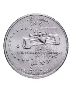 Памятная монета 25 центов квотер Штаты и территории Индиана США 2002 г в без обр Nobrand