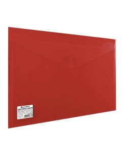 Папка конверт с кнопкой А4 до 100 листов непрозрачная красная Brauberg