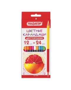 Карандаши цветные Сочные фрукты двусторонние 12 штук 24 цвета Пифагор