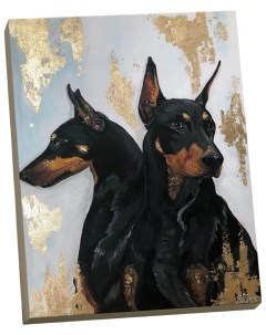 Картина по номерам с поталью 40 x 50 см Собаки породы доберман 16 цветов Molly