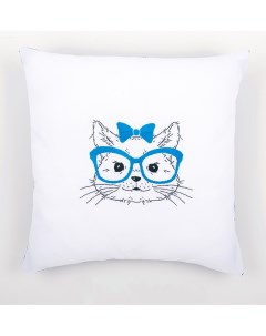 Набор для вышивания подушки Кошка в синих очках арт PN 0155965 Vervaco