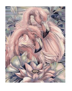 Картина по номерам на холсте 40х50 на подрамнике Нежно розовые фламинго Delart