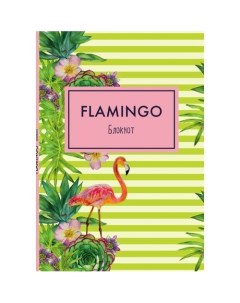 Блокнот Mindfulness Фламинго формат А5 на скобе зелёные полоски Арте Эксмо