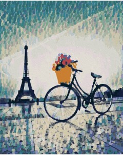 Картина по номерам Парижский велосипед Холст на подрамнике 50х40 см Артвентура