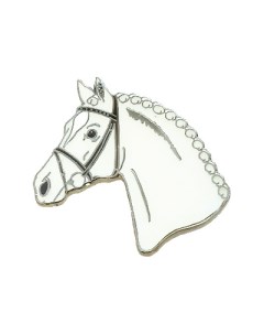 Значок Голова лошади в уздечке белый 26х26мм Happyross