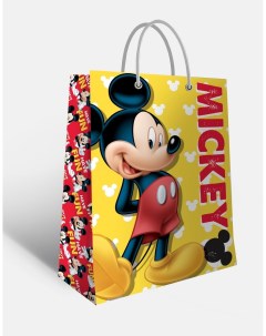 Пакет подарочный Mickey Mouse большой желтый с паттерном 330х455х100 мм Nd play