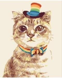 Картина по номерам Котик в шляпке холст на подрамнике 40х50 см GX38456 Paintboy