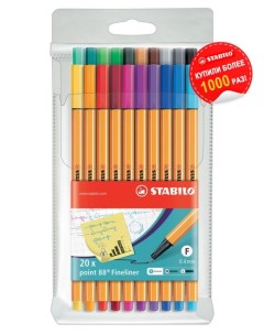 Капиллярная ручка линер для скетчинга 0 4мм Point 88 20 цветов Stabilo