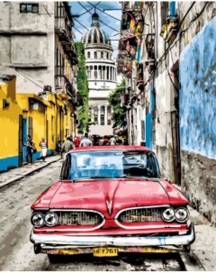 Картина по номерам GX8934 Винтажное авто в старой Гаване Цветной