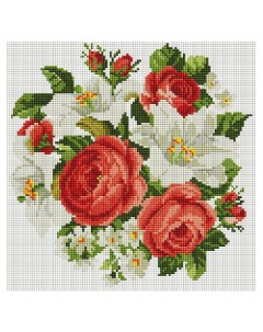Алмазная мозаика на подрамнике Розы и лилии квадратные элементы Белоснежка