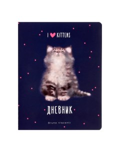 Дневник для 1 11 класса мягкая обложка I love kittens Soft Touch ламинация 48 лист Альт