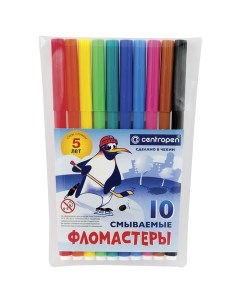 Фломастеры 10 цветов Пингвины смываемые 7790 10 Centropen