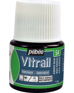 Краска для стекла и металла Vitrail лаковая прозрачная 45 мл индиго Pebeo
