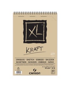 Альбом на спирали для графики XL Kraft коричневая бумага 21х29 7см 60 листов Canson