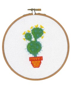 Набор для вышивания крестом Кактус с жёлтыми цветами 14 5x14 5 см арт PN 0155 Vervaco